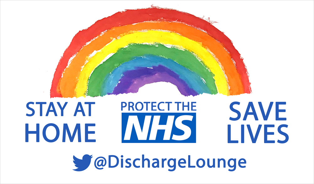 DischargeLounge's tweet photo. It's beautiful weather🌞 for sitting in the garden, so please, please don't be tempted to visit friends or family, and keep up the excellent work you are doing by staying at home! 🌈 @Leic_hospital @UHLfox https://t.co/Oqxg5NxtC2