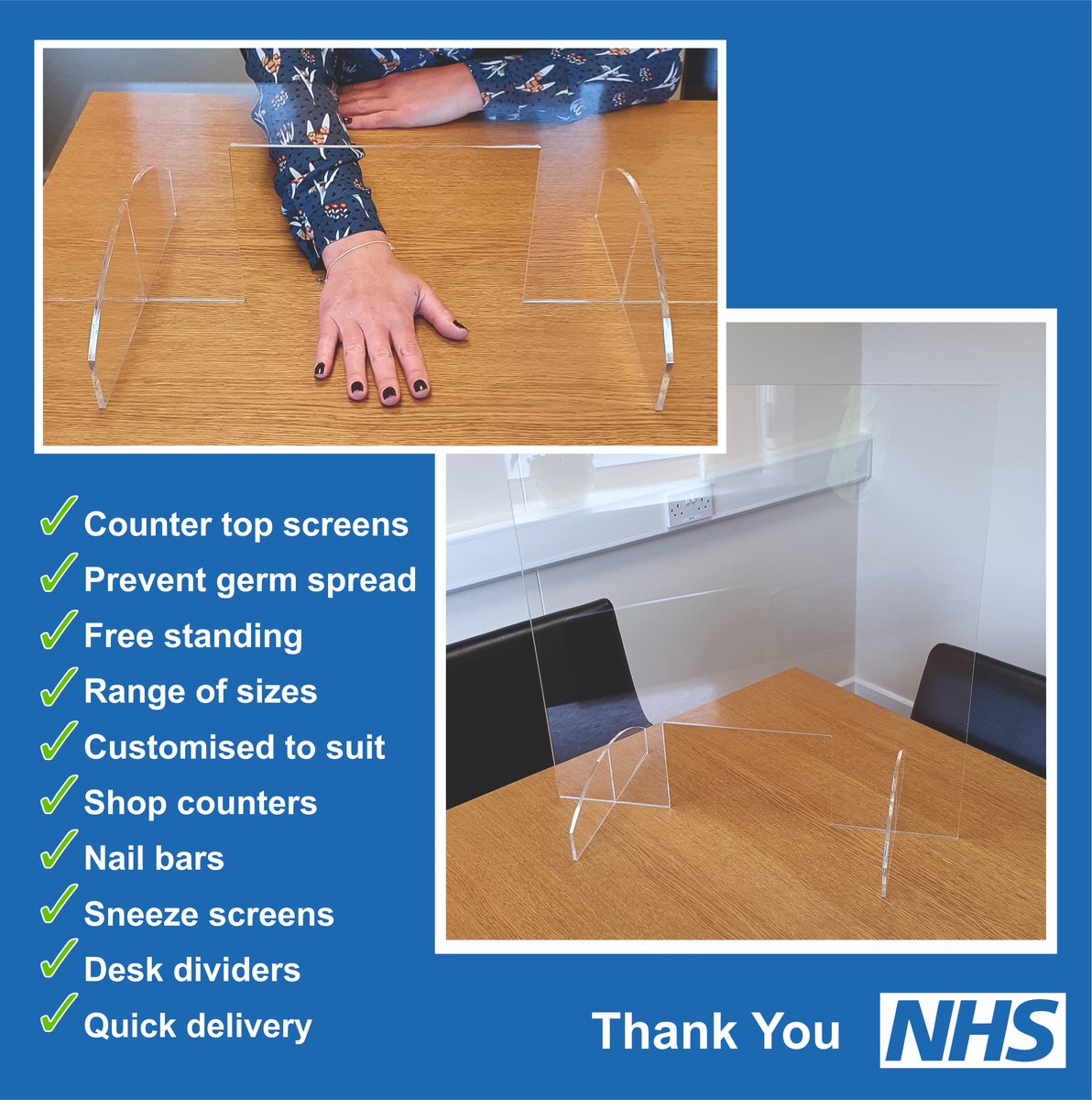 trentplastics's tweet photo. Preparing to re-open your business?
Already opened with social distancing guidelines?
Then our acrylic screens may be the answer to help protect you, your staﬀ and your customers. Please contact us on 01427 611668 or sales@trentplastics.co.uk to discuss your requirements further https://t.co/axxBsivmP7