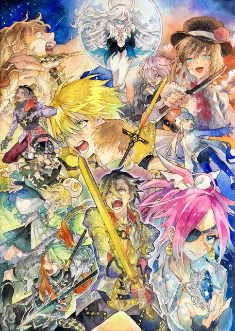 #FGO
LB5アトランティスクリア記念に描いてたやつ マイフレンド輝いてるよ 