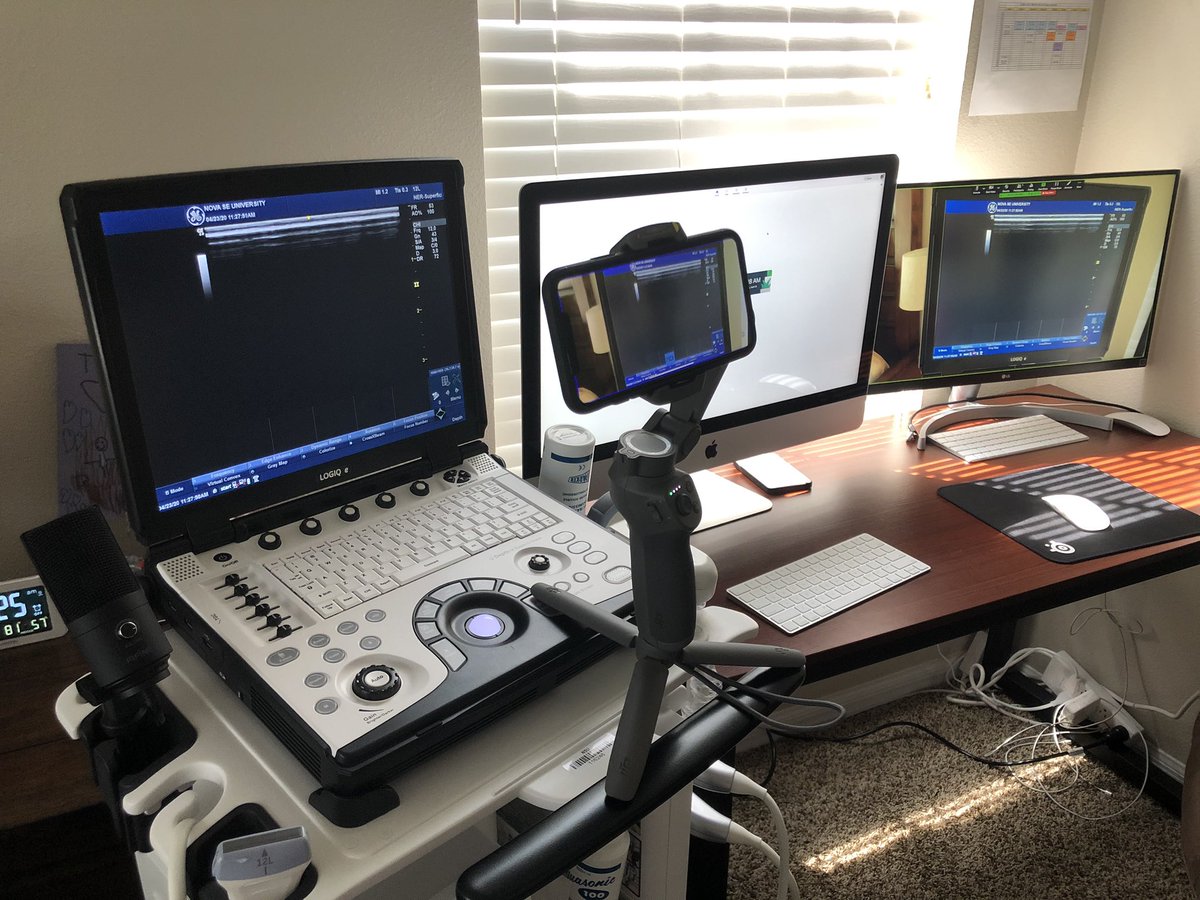 ezmuzic's tweet photo. So this is how you continue teaching #USGRA to Tampa and Ft Lauderdale students during the #covid_19 closure of Nova Southeastern University #djiosmomobile3 #gehealthcare #zoom #iphone11proplus #smallchild #bedroomoffice #blockroom https://t.co/H2Q0eFtJFy