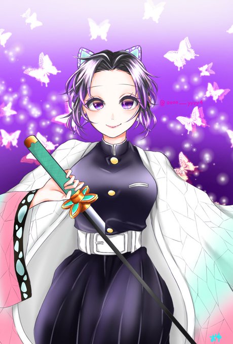お ゆ　有償依頼受付中さんがTwitterに投稿した胡蝶しのぶ(鬼滅の刃)のイラスト。