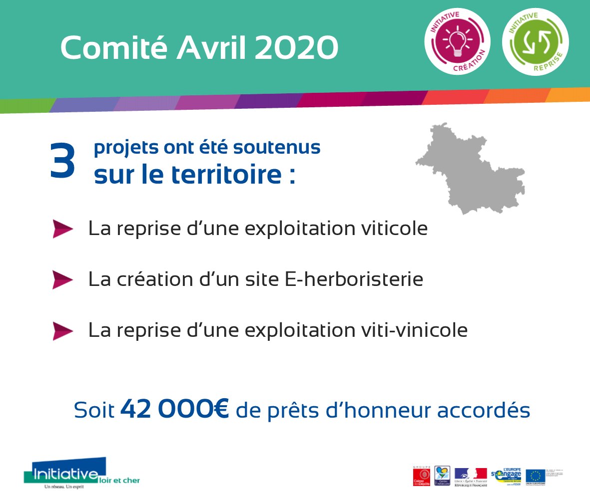 initiative41's tweet photo. [Comité d'agrément]
Hier après-midi, Initiative Loir-et-Cher organisait son 1er comité d’agrément à distance. Au total, 3 projets ont été soutenus soit 42 000€ de prêt d'honneur accordés! Nous remercions nos partenaires et souhaitons bonne continuation aux nouveaux entrepreneurs https://t.co/oNjNxaim6A