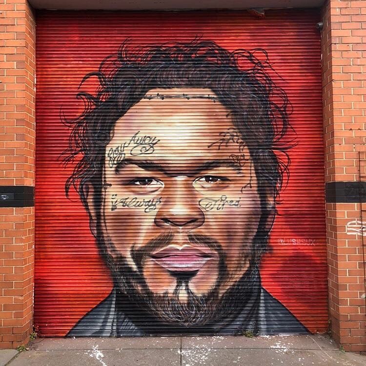 👀who the fuck keep painting these murals of me all over the place. 🤔this is fucked up man. That’s 3 now  69, Trump, & post malone. 😤 #bransoncognac  #lecheminduroi