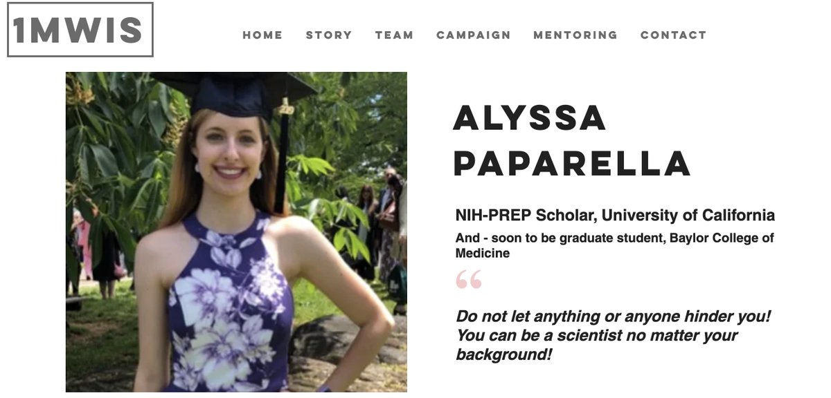 THREAD 50/51 Oh hey Alyssa Paparella - a National Science Foundation Graduate Research Fellowship scholar - researching the biochemical & genetic principles of medicine. & she's working to make STEM more accessible - what a hero!Ft & thx  @DisabledStem  http://www.1mwis.com/profiles/alyssa-paparella