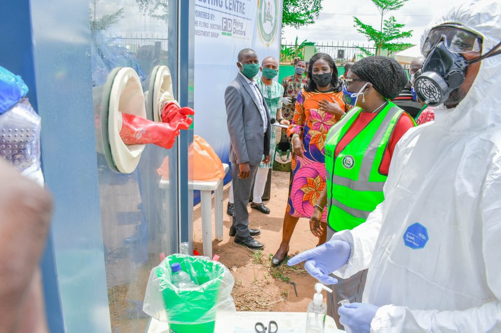 Our health workers have started using Nigeria's pioneer protective glass box we installed in the Ogun State Walk-in & Drive-through Testing Centre at the Ijamido Town hall, Opposite Ansar-u-Deen Comprehensive College in Ota.