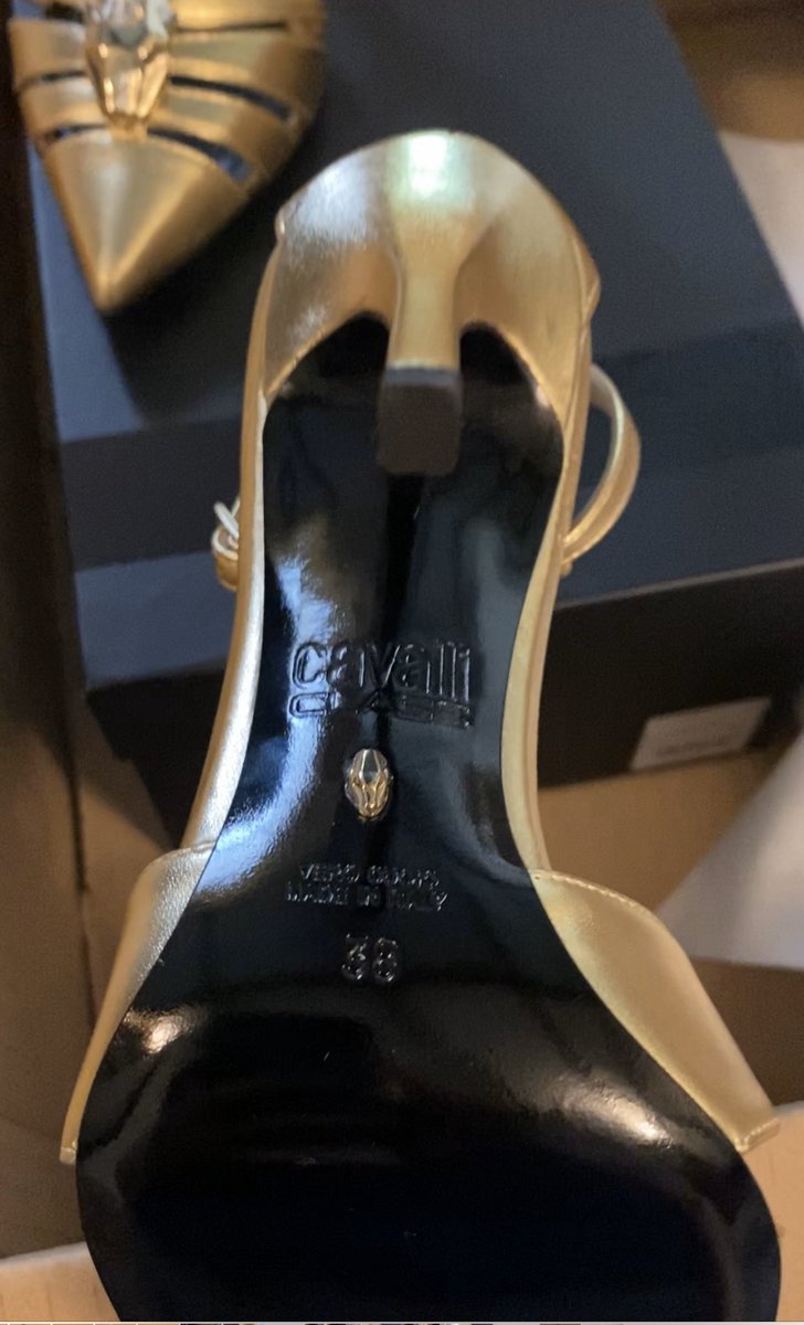 Nara_Hodge's tweet photo. Italian post certainly works absolutely fine. Ordered this stunning pair of shoes by @Roberto_Cavalli #CavalliClass 3 days ago and they have arrived from Italy this afternoon! The shoes are dreamy! https://t.co/0Tz3pA5vWA