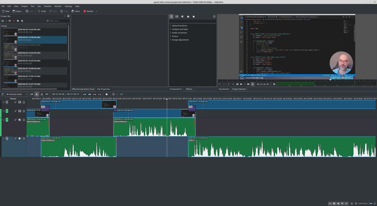 sastuvel's tweet image. Recording &amp;amp; editing a new Scripting for Artists episode!

#b3d #BlenderCloud #devfund #Python #scripting