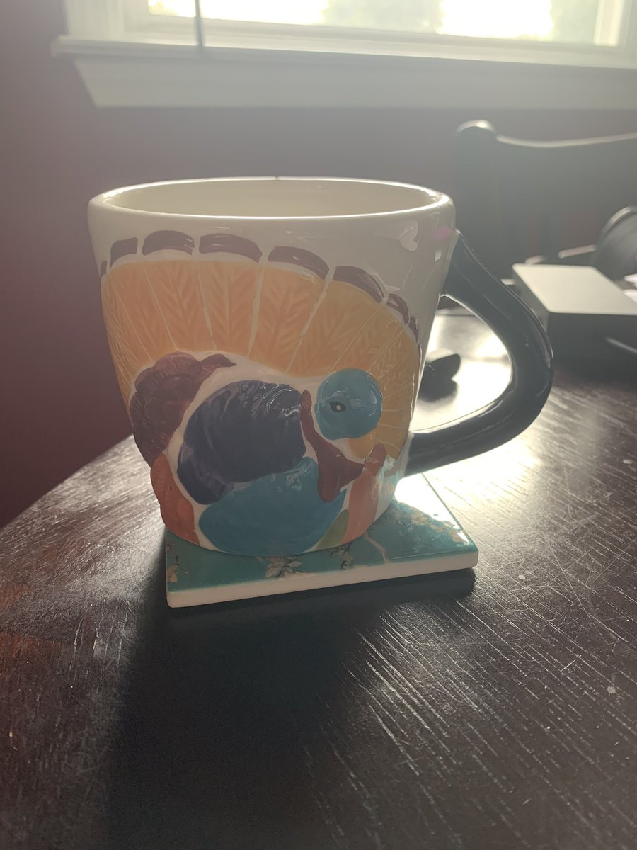 Today is turkey mug. Got this one at a mug exchange party. Super festive around thanksgiving, but can be used on other holidays