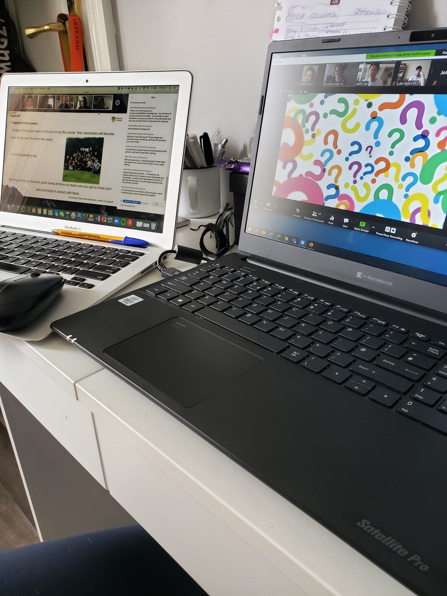shelli_garland's tweet photo. Managing two virtual worlds at one time, always with a bright, positive smile!  Orientations for both #PMEP and #PMEPP  @HiberniaCollege https://t.co/NUWFpodCwN