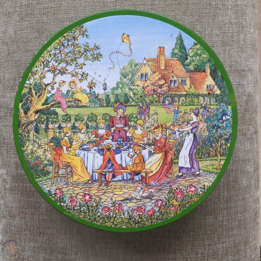 Hill's most iconic creation is known as the 'Kate Greenaway' tin.Greenaway was an influential illustrator of Victorian children's books, and this tin's design was influenced by her work.However, Hill's seemingly-wholesome homage takes the biscuit in more ways than one.