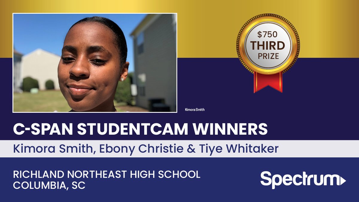 Congratulations to Ebony Christie, Tiye Whitaker &amp; Kimora Smith from Richland Northeast High School in Columbia, South Carolina who won 3rd Prize for their documentary, "Bright and Broke: The Student Debt Crisis &amp; Wealth Gap"
studentcam.org/ThirdPrize-042… #sschat #edchat <a href="/ajchambers/">A.J. Chambers, MJE</a>