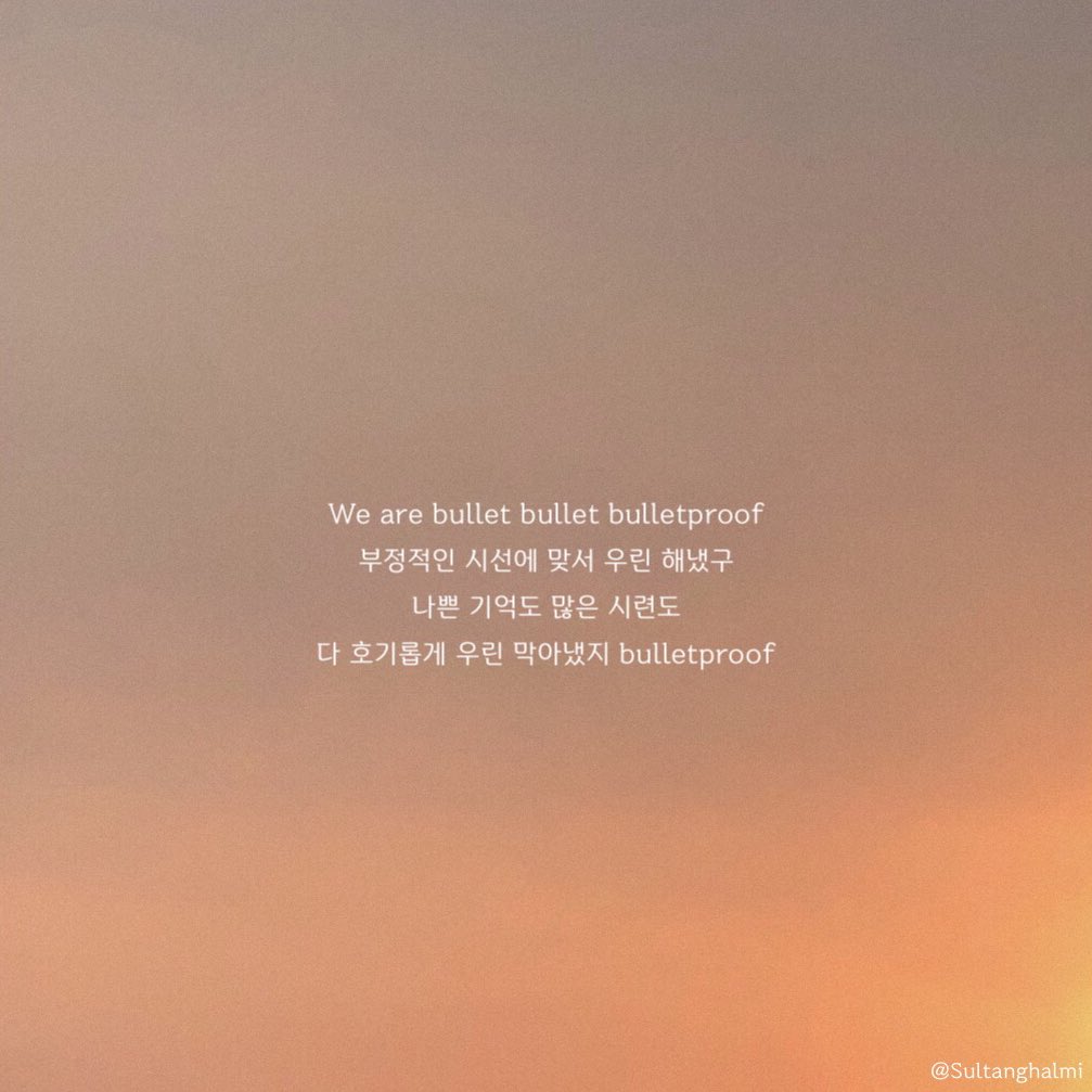 Sultanghalmi's tweet photo. We are Bulletproof : the Eternal ②

내게 돌을 던져
우린 겁이 없어 anymore
또 겨울이 와도
누가 날 막아도 걸어가
❛We are we are forever bulletproof❜ 

#방탄소년단 #방탄 #가사 #명언 #프사 #BTS @BTS_twt https://t.co/0zGK2rRetH