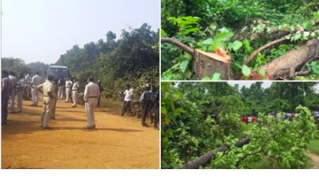 Dhrstadyumn's tweet image. Paramilitary forces deployed against tribal for @AdaniOnline 's coal mine in Talabira. 
#SaveTalabira #MOEFCCStopEcocide
#IndiaAgainstDeforestation 
Sign the petitions: sites.google.com/view/tineb