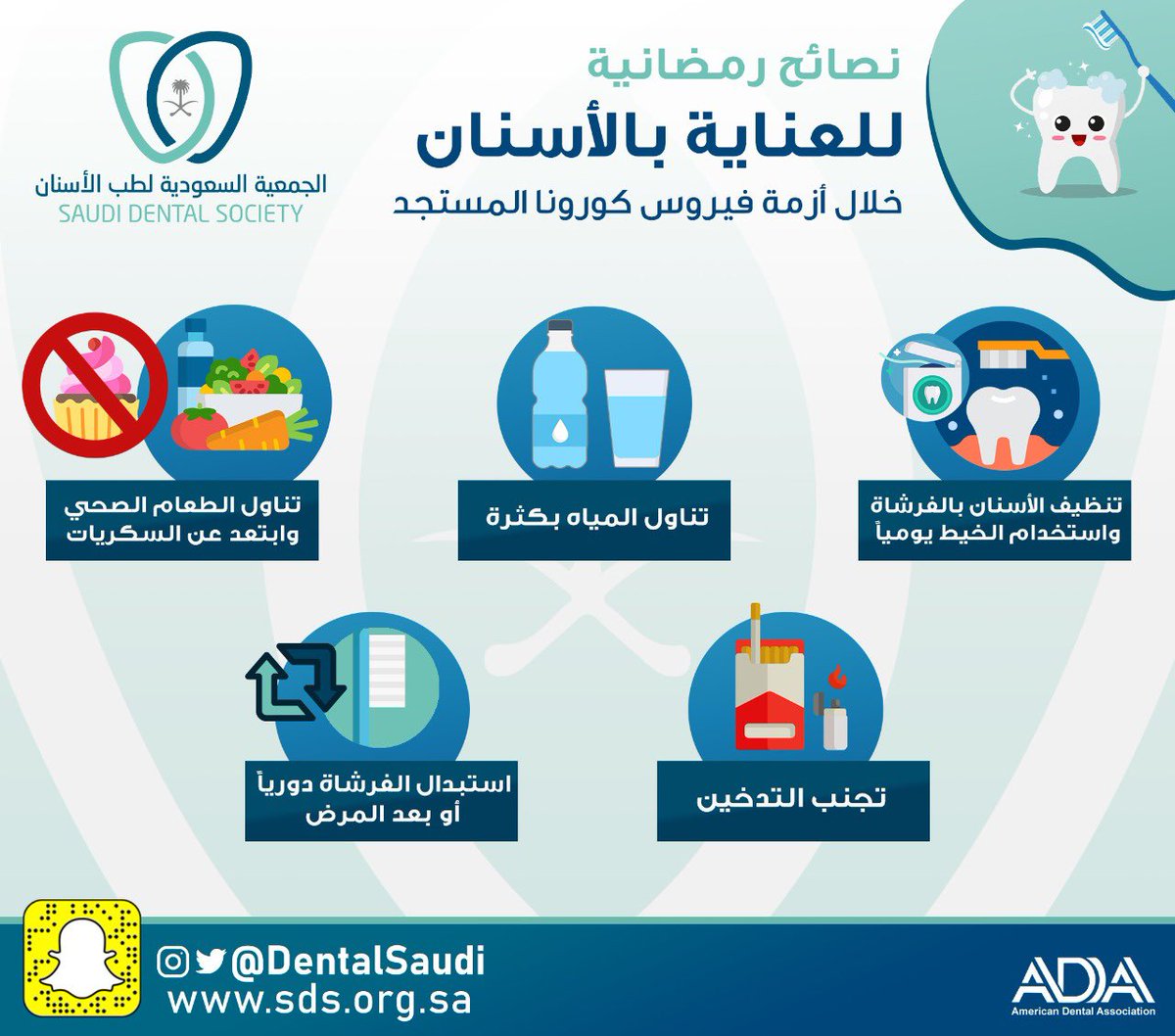 DentalSaudi's tweet photo. #نصائح_رمضانية
#الجمعية_السعودية_لطب_الأسنان 

#رمضان_كريم
#رمضان_مبارك 
#رمضان١٤٤١ 
#رمضان_2020 
#خليك_بالبيت   
#كلنا_مسؤول
#السعودية https://t.co/Zv2vyB8H2C