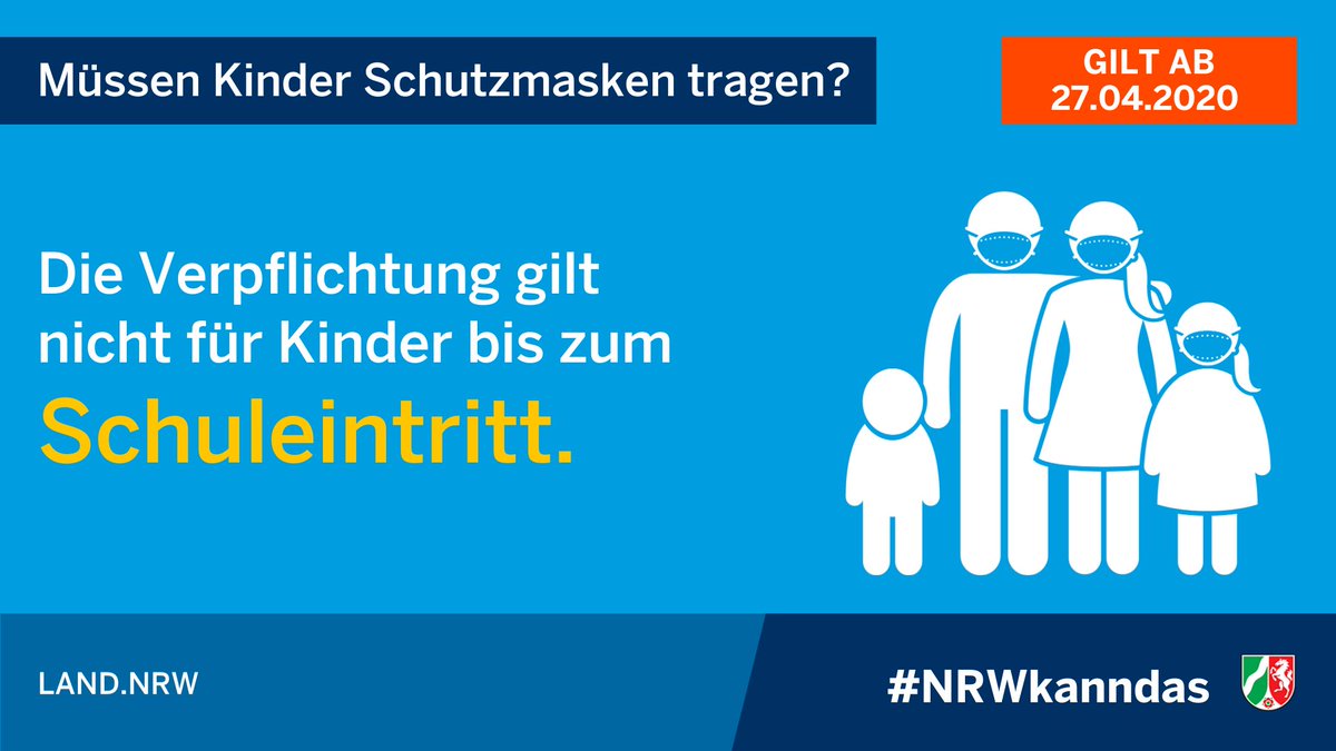 Kinder müssen erst ab dem Schuleintrittsalter eine Schutzmaske tragen.