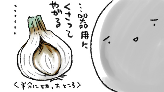 新玉葱、風通しのいいところに置いて…定期的に大丈夫かな～って覗き込んで…
それでも何故か中身がやられてたりすると玉葱不信になる… 