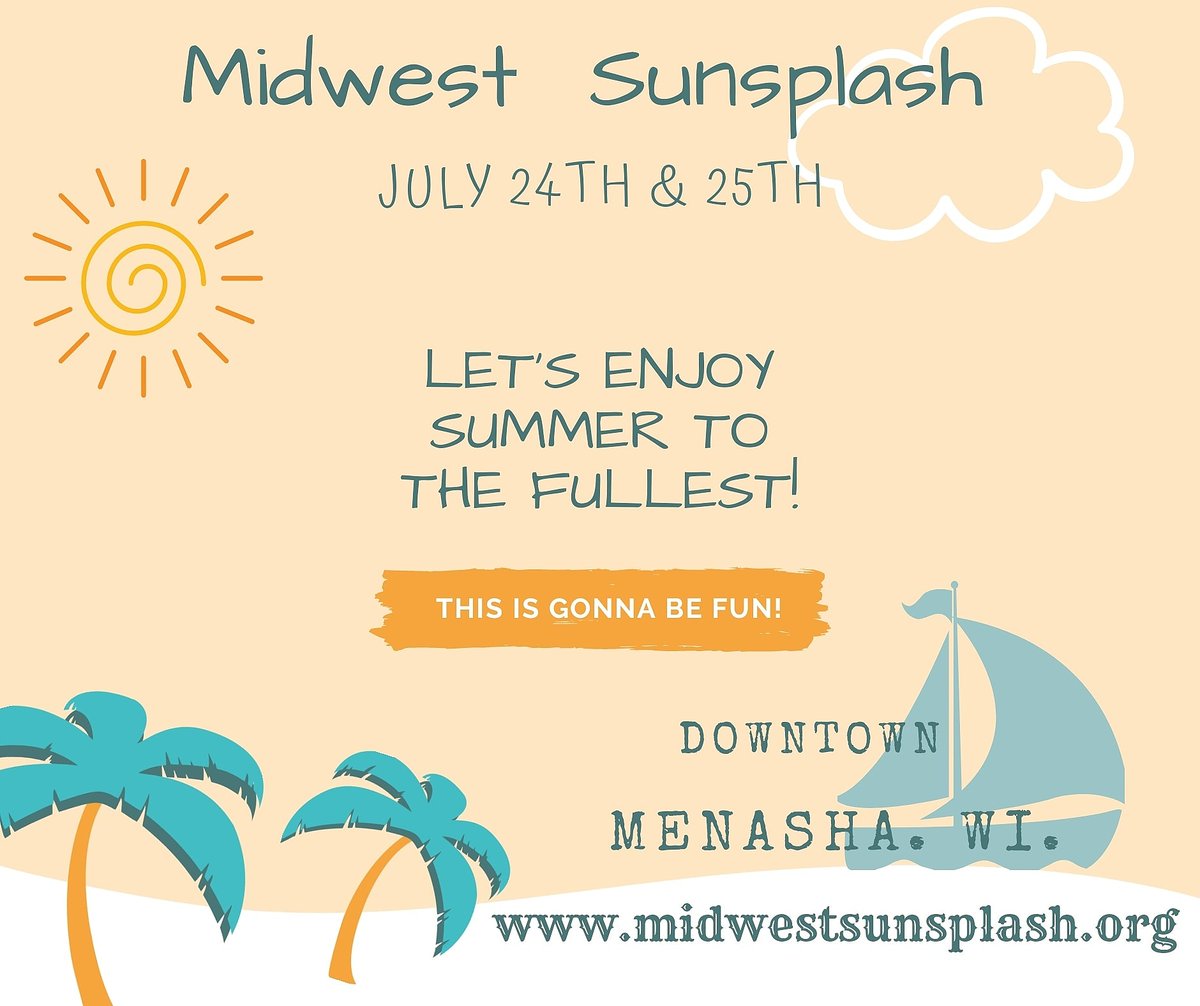 unitytheband's tweet photo. Hello!! Midwest Sunsplash Music Festival held July 24th &amp; 25th Downtown Menasha WI getting excited to have #livemusic #foodtrucks, #games #artvendors #storebazaar and much more. Save the date and see you there.
https://t.co/BivALYeNKz https://t.co/SSLOJxsgOI