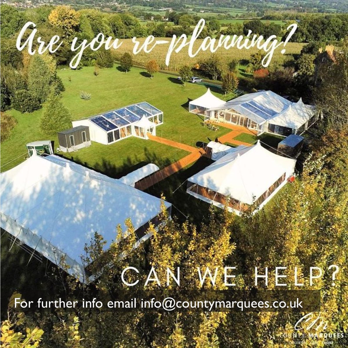 If you've had to cancel/postpone your wedding or event plans - we have a solution! We're offering a fully dressed marquee, including furniture, lighting, heating &amp; power, at our lovely rural farm setting in Chepstow, for Autumn/Winter weddings or parties. #Wedding2020