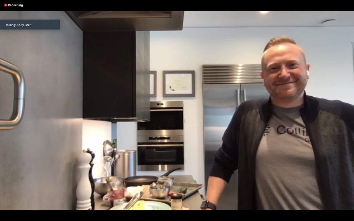 collibra's tweet photo. Our #CollibraCooks #SlackChannel has helped us stay connected through #remotework. On today's episode of #Collibra Cooks LIVE!, #CISO and chef, Myke Lyons taught us how to perfect the classic french omelette. His number one egg tip? Temperature! #OneCollibra #remoteworktips https://t.co/h7YvqDGA06