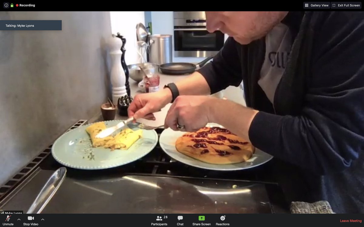 collibra's tweet photo. Our #CollibraCooks #SlackChannel has helped us stay connected through #remotework. On today's episode of #Collibra Cooks LIVE!, #CISO and chef, Myke Lyons taught us how to perfect the classic french omelette. His number one egg tip? Temperature! #OneCollibra #remoteworktips https://t.co/h7YvqDGA06