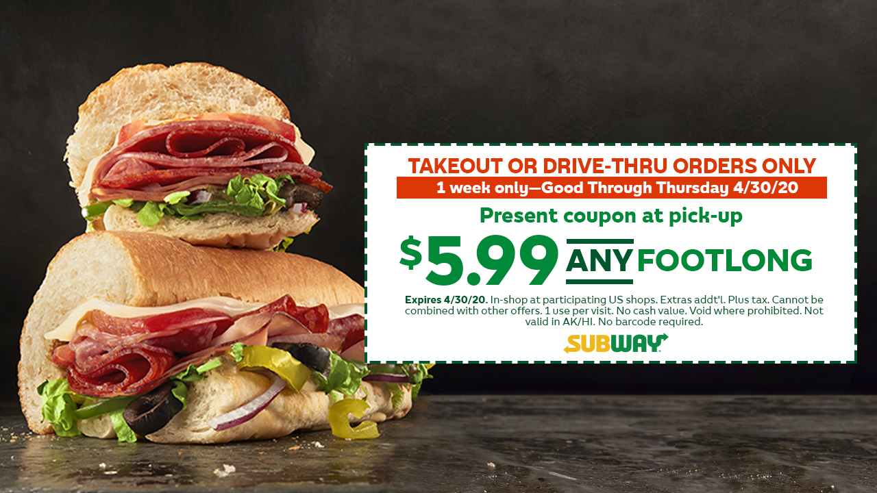 DEAL: Subway - $10 Voucher with $30+ Spend via Menulog