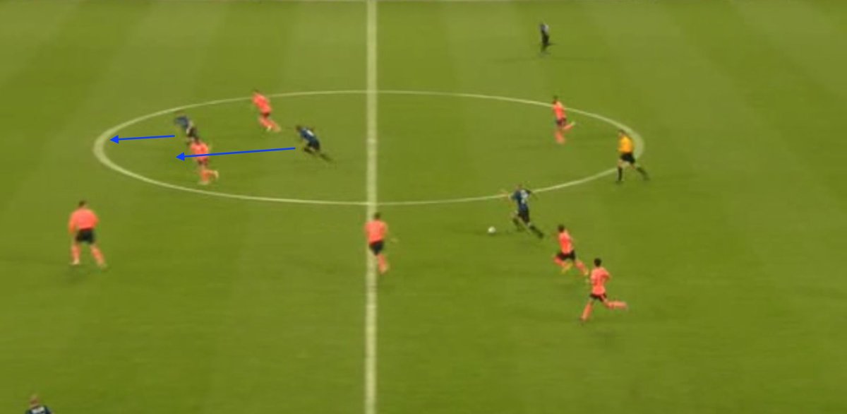 •The speed of both Milito & Eto'o also enabled them to both penetrate Barcelona's high line