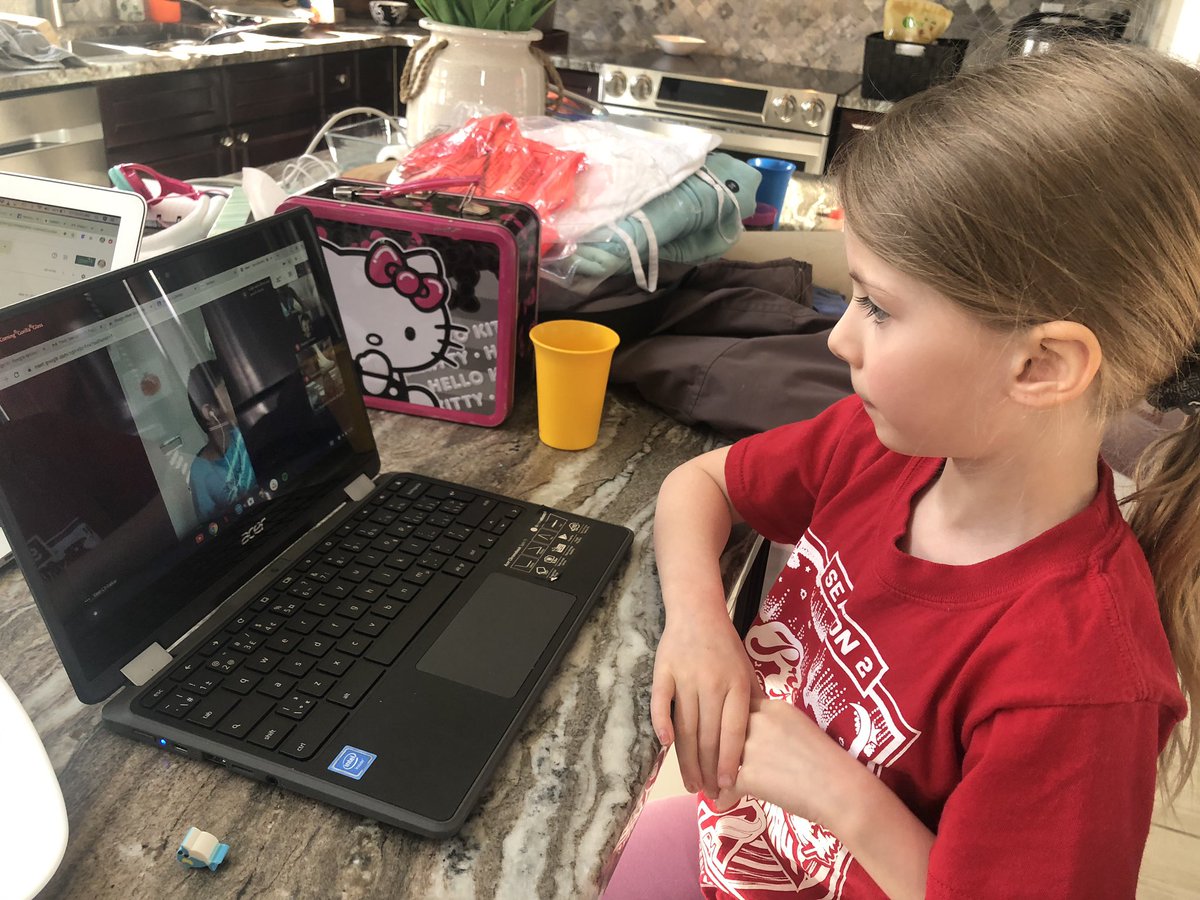 AngelaDingwell's tweet image. Her first “google meet” with @brophyrose1 and her grade 1 class! #ABLearningAtHome #FMPSDLearningAtHome @FMPSD