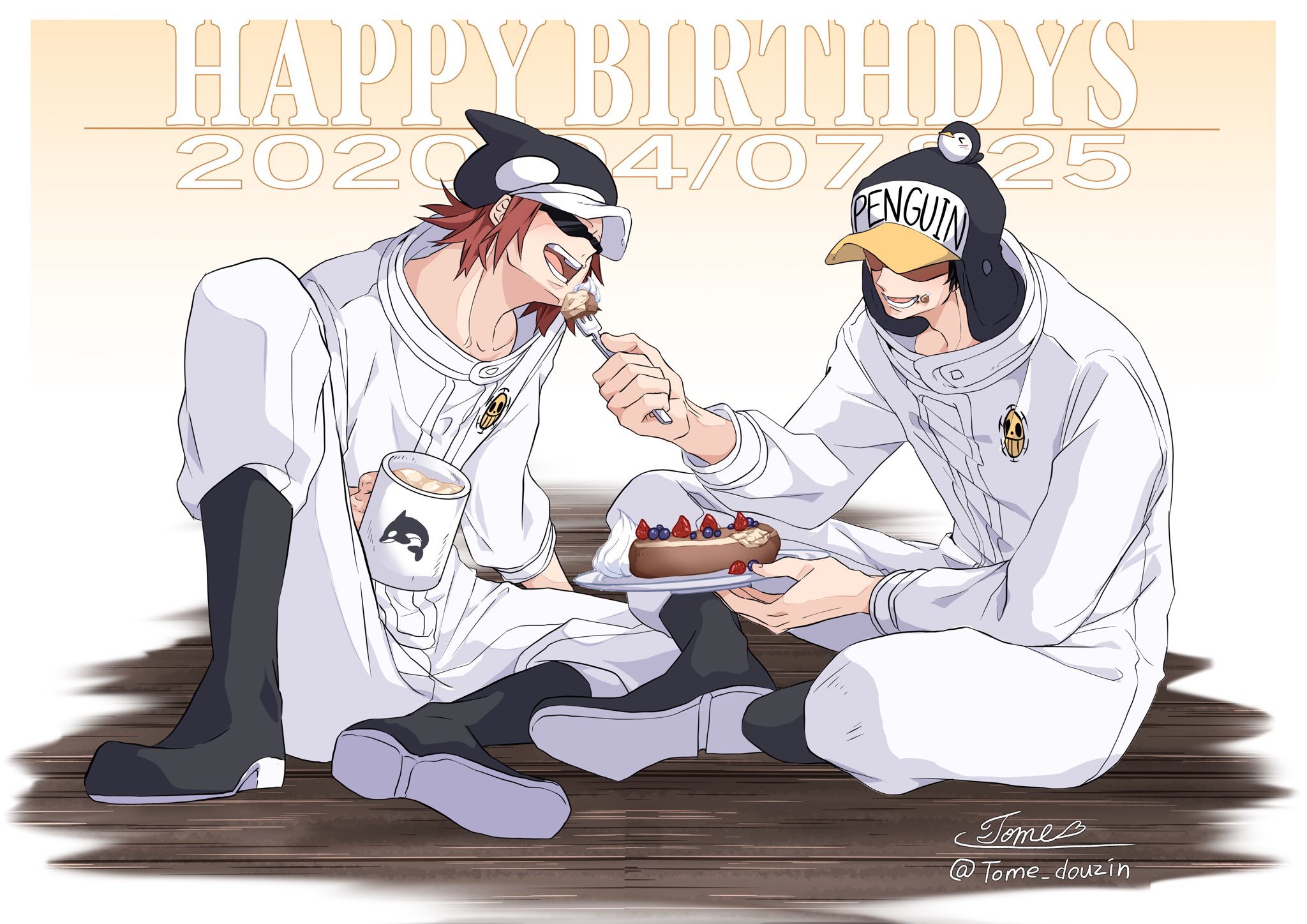 Tome 原稿中 Happy Birthday シャチ ペンギン シャチ誕には間に合わなかったのでペンギンと一緒お祝いさせて下さい シャチ生誕祭 シャチ誕生祭 ペンギン生誕祭 ペンギン誕生祭 T Co 1vnzmynw36 Twitter