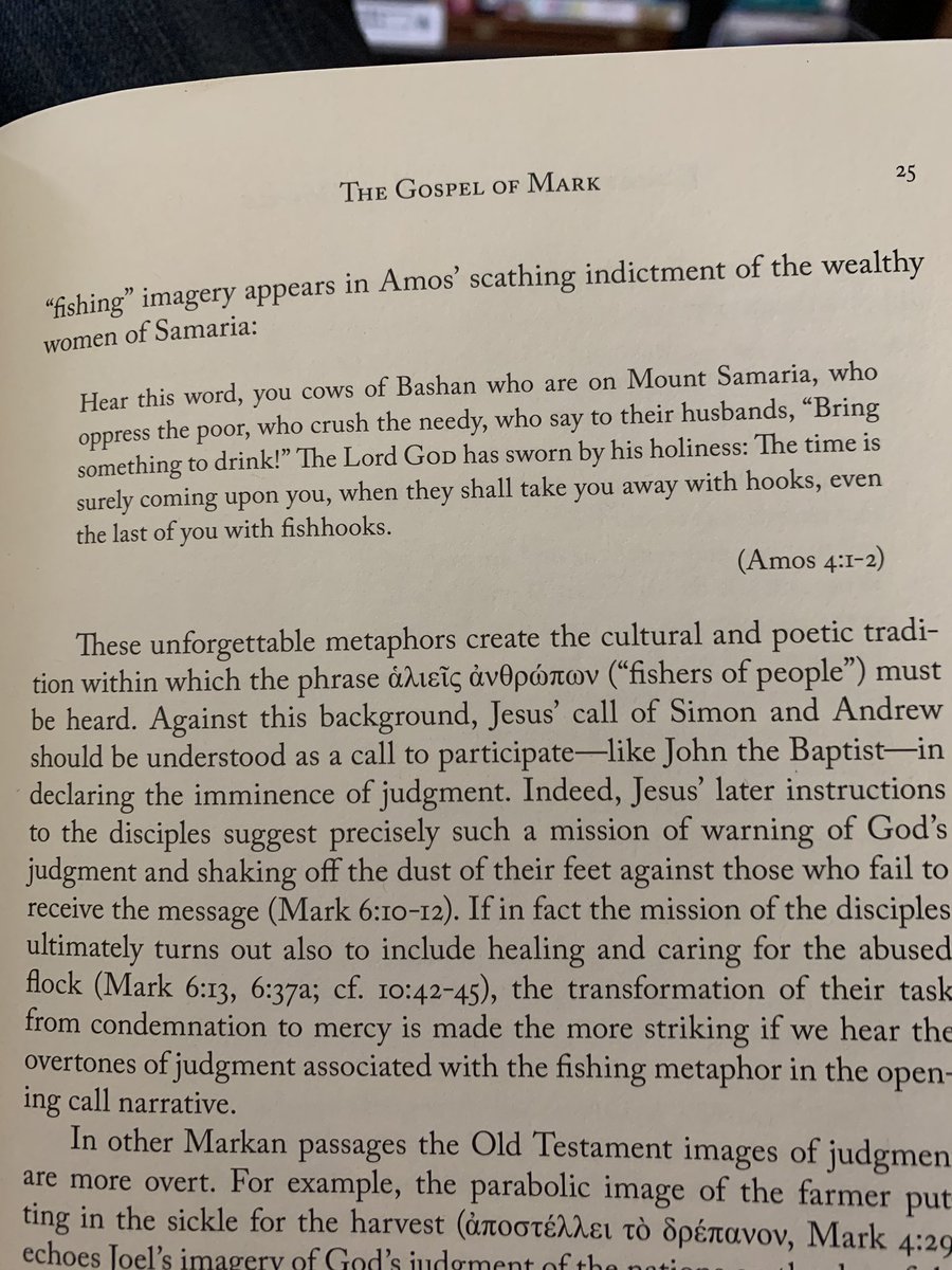 A thread for Hays’ Echoes of Scripture in the Gospels, about the Gospelwriters use of the Hebrew BibleFirst up: Mark!Apparently “fishers of men” also kind of means “judgers of men”, which fits in with some of my recent thoughts on evangelism as not salesmanship