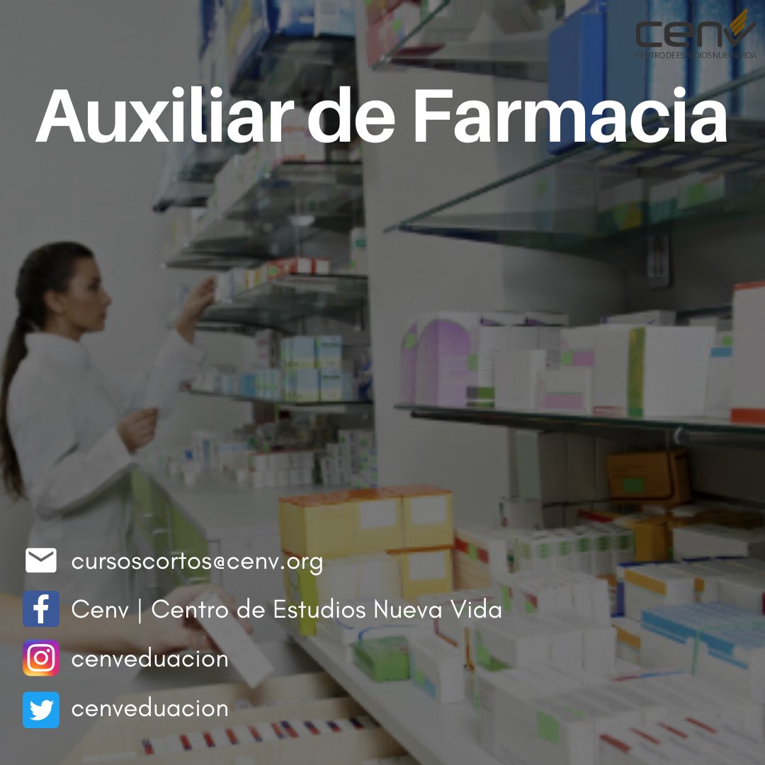 CENVeducacion's tweet photo. CURSO CORTO DE AUXILIAR DE FARMACIA, CON SALIDA LABORAL. 
💡Adaptamos nuestros cursos para que los puedas realizar a distancia.

Informes e inscripción
📧 cursoscortos@cenv.org
🌐 https://t.co/7bRdSkARZE 

 #cursos #cursoscortos #auxiliardefarmacia #auxiliar #farmacia https://t.co/0czS24Nj4n