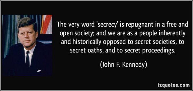 69) As JFK so appropriately stated, “secrecy is repugnant in a free and open society.” It is this very secrecy that has enabled a veil to be placed over people’s eyes. It's time to lift the veil and recognize globalism for what it truly is – neo-feudalism. https://prospect.org/economy/rise-of-neo-feudalism/