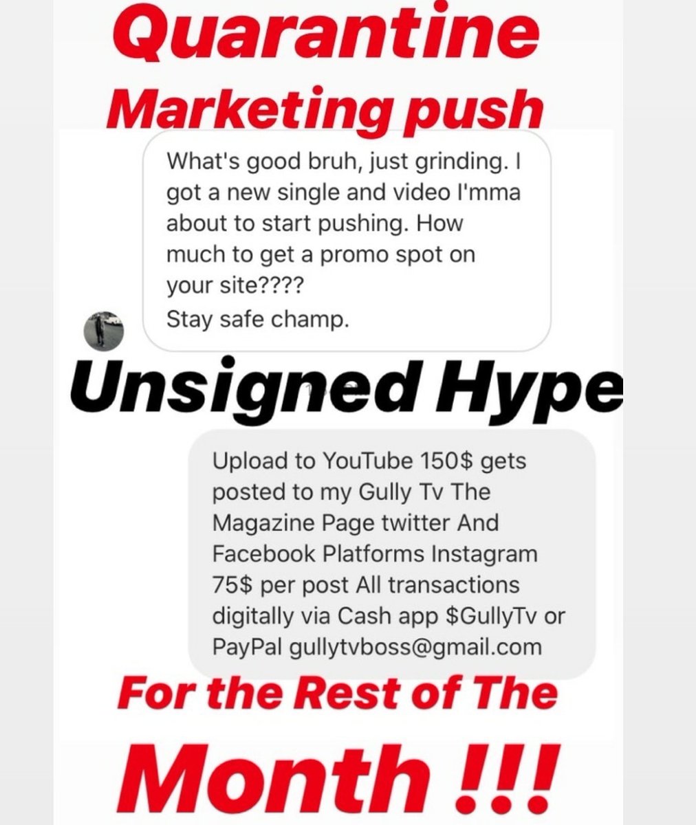 TvGully's tweet photo. Need Promo?? Be seen on ALL platforms... @GULLYTV1 #TheRealGullyTV #GullyTVMedia #UnsignedHype #HipHop #Sports #Fashion #YouTube #Instagram #Twitter #Facebook #Deals #DMForPromo https://t.co/Y1hbuQIBVE