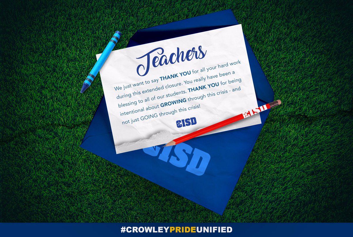 As we head into the weekend, please join us in thanking our teachers for the great job they are doing during distance learning. #CrowleyPrideUnified