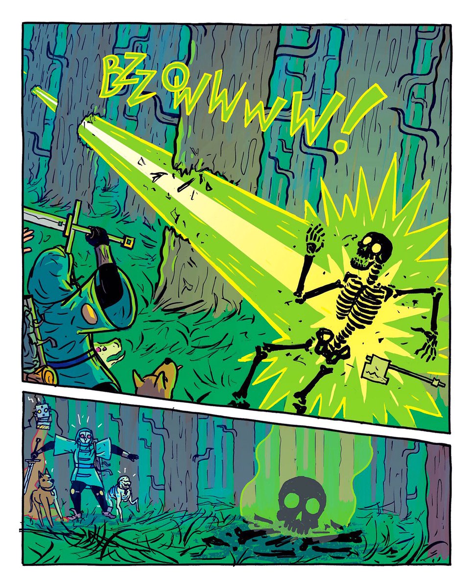 ScottA_Ford's tweet photo. BZZOWWWW! ⚡️💀💥 #ArkLand 👾 drawing someone getting vaporized into a skeleton was definitely at the top of my priority list when I was making Ark Land #illustration #digitalart #comics #comicbooks #indiecomics #graphicnovel #fantasyart #scifiart #skeletonart #skullart https://t.co/BbqzHuAPO8