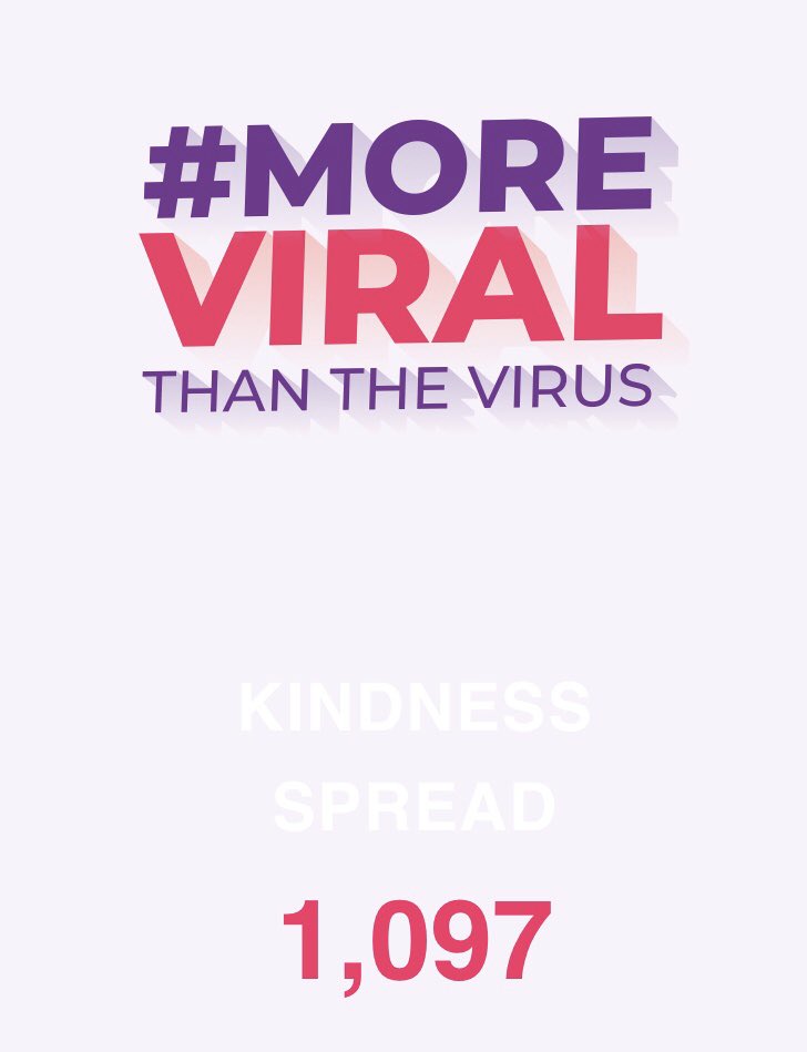 KINDNESS SPREAD!!! #moreviral has reached over 1,000 and is still climbing!
Thank you to all for your support!