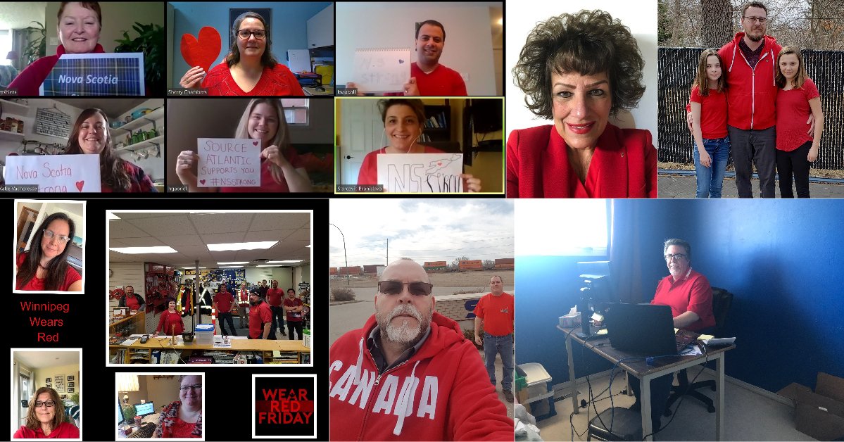 SourceAtlantic's tweet image. Our teams across Canada wear red today to honour the victims of the tragic shootings in Nova Scotia. We stand with the rest of the nation today to show our support to the friends and families affected.

#WearRedFriday
#NovaScotiaStrong
#CanadaStrong