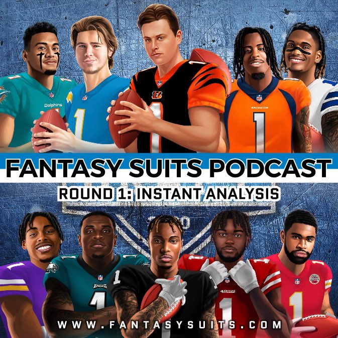 FantasySuits's tweet photo. We covered the #NFLDraft LIVE from...well, from our apartments. Instant analysis on how these landing spots will affect their fantasy value. Episode out now! Link in comments!

#fantasyfootball #NFL #draft #fantasysports #JoeBurrow #TuaTagovailoa #JustinHerbert #SuitsFam https://t.co/dEbYdaYLz0
