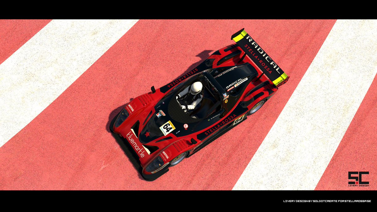 SolDotDesign's tweet image. This week I had a great project translating stella rossa's real life @RadicalCarsUK  livery into @iracing which he will use in Saturdays Radical Cup iRacing Invitational. Thank you for this great opportunity. Stay awesome and good luck !