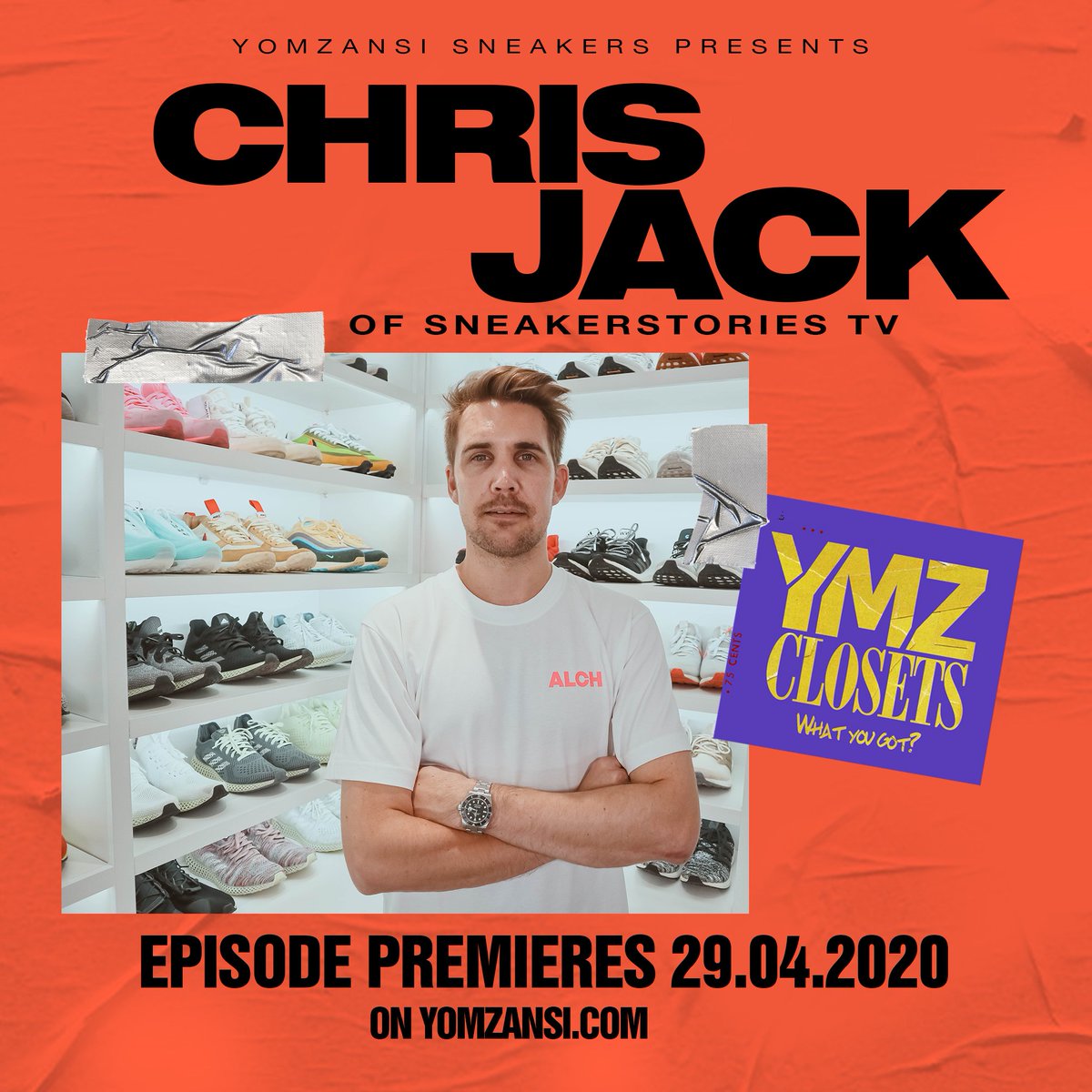 yomzansisneaker's tweet photo. We premiere the first episode of our new series #YMZCLOSETS on the 29th April feat. @chr1sjack [insta] to get a look inside his premium &amp; rare collection of Sneakers, Streetwear &amp; Accessories. We also dive into a conversation about Brands and more. 

📺 https://t.co/jqtJxvyW3N https://t.co/VVrYYwkyD2