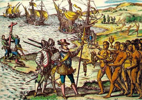 Lors de son 2nd voyage, Colomb est à la tête de 17 navires transportant 1 500 hommes dont 700 colons et 12 missionnaires, ainsi que des chevaux et du bétails. À son arrivée il découvre que ses 39 hommes seront tués par les Amérindiens excédée par l’abus de puissance des Espagnol