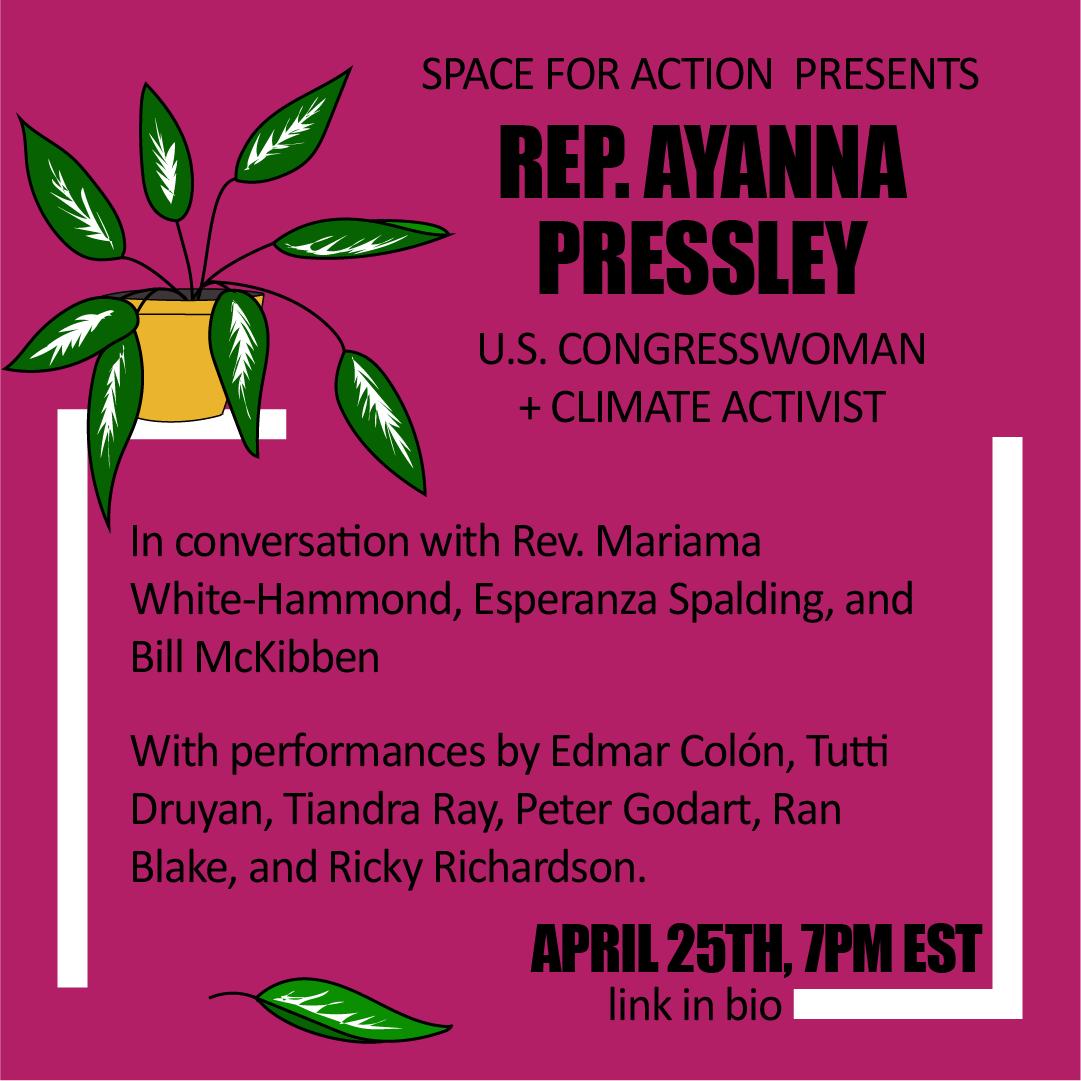 space4action's tweet photo. Speaker Spotlight for “Space For Action: Rebuilding a Sustainable World” - U.S. Congresswoman @AyannaPressley! Sat, 4/25 at 7pm EST. Register Here: https://t.co/EfGOWgUcFI
 
#EarthDay2020 #environmentalism #spaceforaction #climateactivism #ChangeCantWait #MA7 #mapoli @RepPressley https://t.co/0KX8WAx5Sq