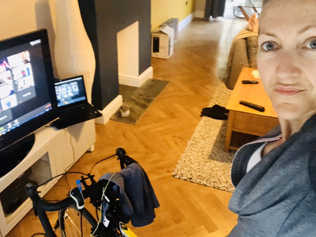 kirstiegee's tweet photo. #BigBikeIn action shots - turbo trainer borrowed for the challenge - managed 3hrs 50mins = [230mins] Her Spirit are doubling each minute to support their goal to reach 1 million minutes to donate free subscriptions to their app 🙌 #everyminutecounts @louiseminchin @herspirituk https://t.co/TibyB1ZRTQ