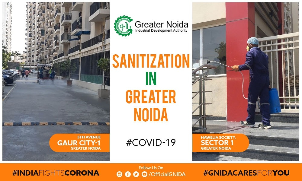 OfficialGNIDA's tweet image. ग्रेटर नौएडा  प्राधिकरण के #COVIDWarriors के सहयोग द्वारा 5 th Avenue Gaur City 1 एवं  Sector 1 Hawelia Society ग्रेटर नोएडा को #Hypochlorite द्वारा  सैनिटाइज किया जा रहा है|
घर पर रहकर कोरोना वायरस के संपर्क से बचें। जब तक बहुत जरूरी न हो, घर के बाहर न निकलें। सुरक्षित रहें।