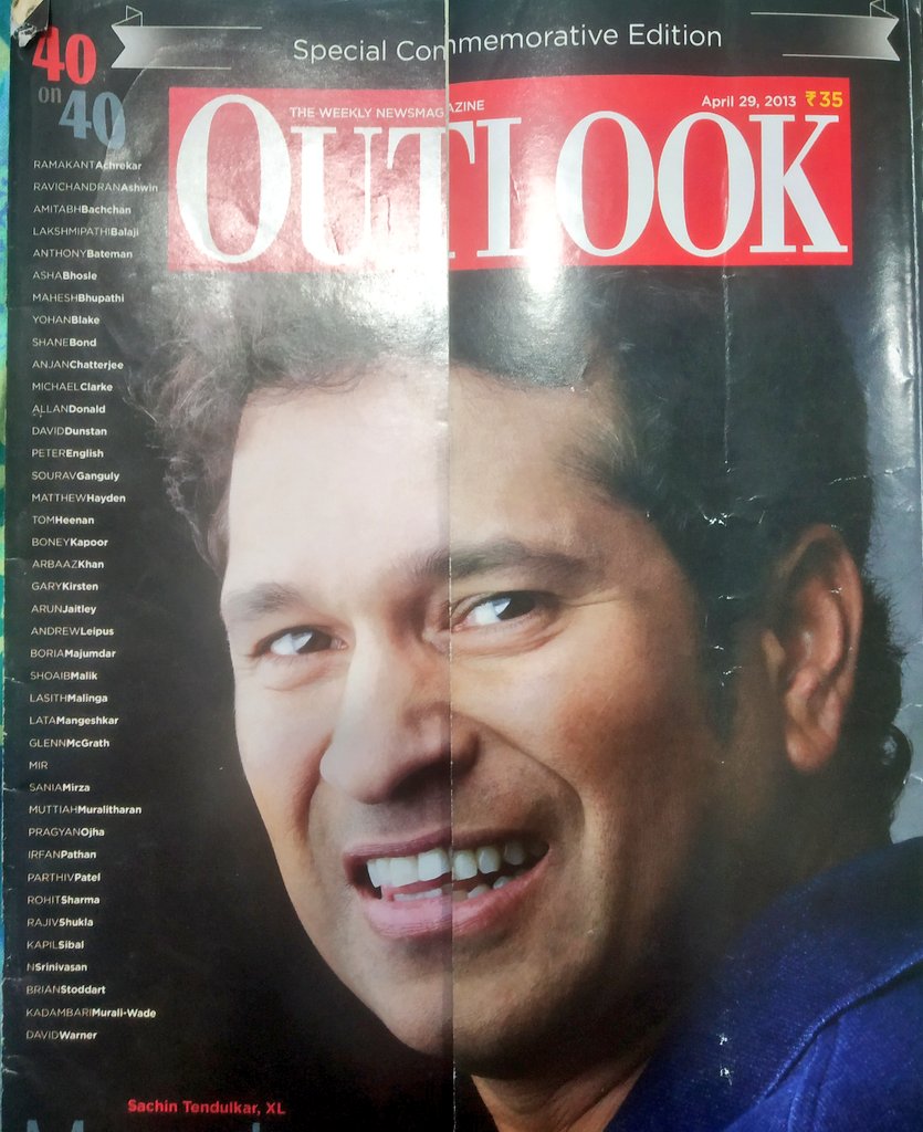 On  #SachinTendulkar 's 40th Birthday  @Outlookindia had brought out a special commemorative edition guest edited by  @BoriaMajumdar Sir. The foreword titled Keeper Of Our Hopes is brilliantly worded. The edition has snapshots of all the 100 Hundreds. Thread. #HappyBirthdaySachin 1/3