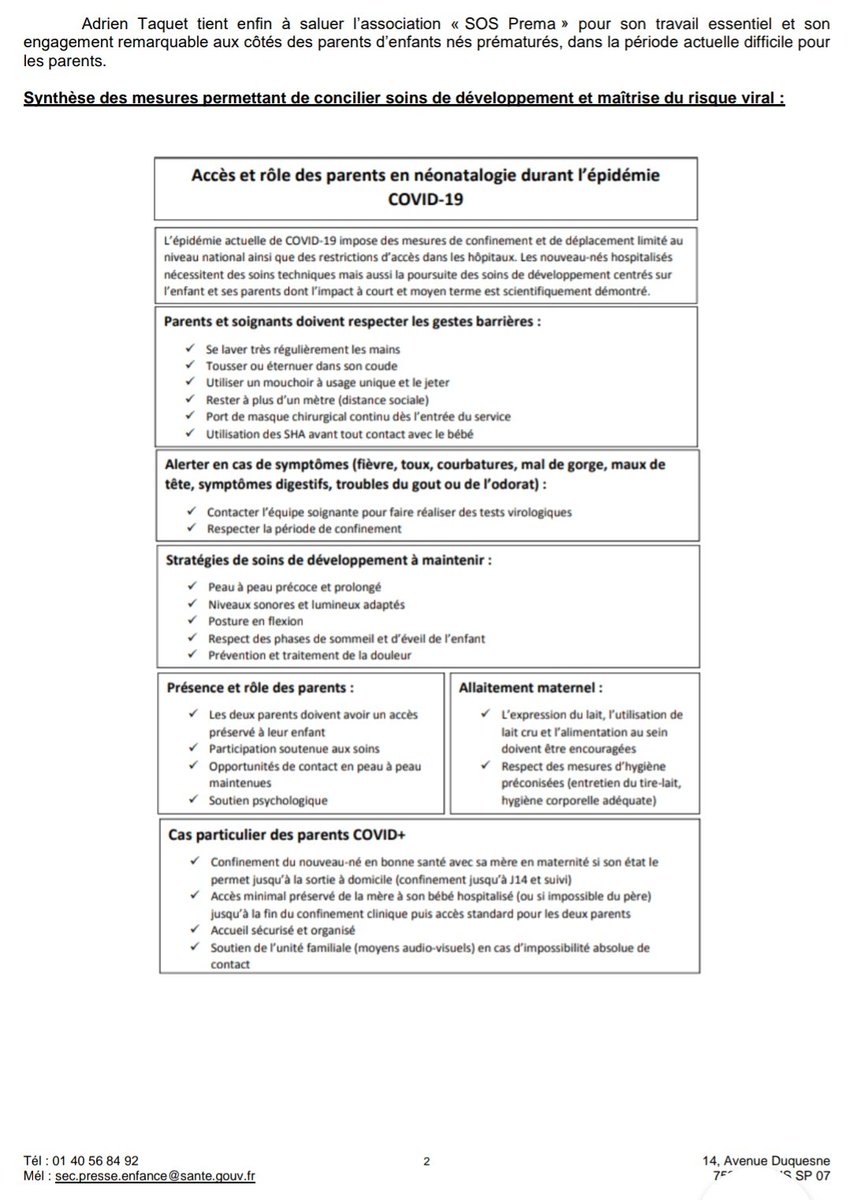 Adrien Taquet (@adrientaquet) on Twitter photo Enfants nés prématurés - période de #COVID19 :
➡ Les parents doivent rester partenaires des équipes soignantes
➡ Leur présence auprès de l'enfant doit être recherchée
➡ Les maisons des parents doivent rouvrir
Mon communiqué <a href="/SOSPrema/">SOS Préma</a> <a href="/SFneonatalogie/">Société Française de Néonatalogie</a> #1000PremiersJours 👇 Enfants nés prématurés - période de #COVID19 :
➡ Les parents doivent rester partenaires des équipes soignantes
➡ Leur présence auprès de l'enfant doit être recherchée
➡ Les maisons des parents doivent rouvrir
Mon communiqué <a href="/SOSPrema/">SOS Préma</a> <a href="/SFneonatalogie/">Société Française de Néonatalogie</a> #1000PremiersJours 👇