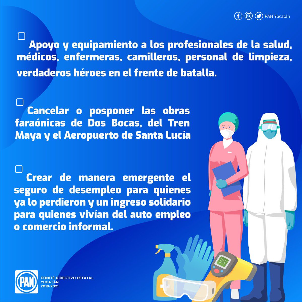PanYucatan's tweet photo. Compartimos posicionamiento del Comité Ejecutivo Nacional y los Comités Directivos Estatales en referencia a los momentos difíciles que pasa nuestro país debido a la contingencia del Covid 19:

#MéxicoNosNecesitaATodos

https://t.co/LpqoQC3xqt https://t.co/AtRxBUIOqY