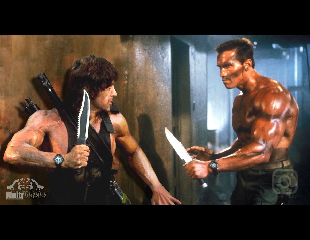 Symn793's tweet photo. The ultimate showdown for their '90s fandom. Two of the deadliest people John Rambo Versus John Matrix.
I honestly love them both. It's a Tie.
#multiversus #arnoldschwarzenegger #sylvesterstallone #commando #rambo #90s #instaart #digitalillustration #digitalart #ChallengeAccepted https://t.co/pub11sVi7A