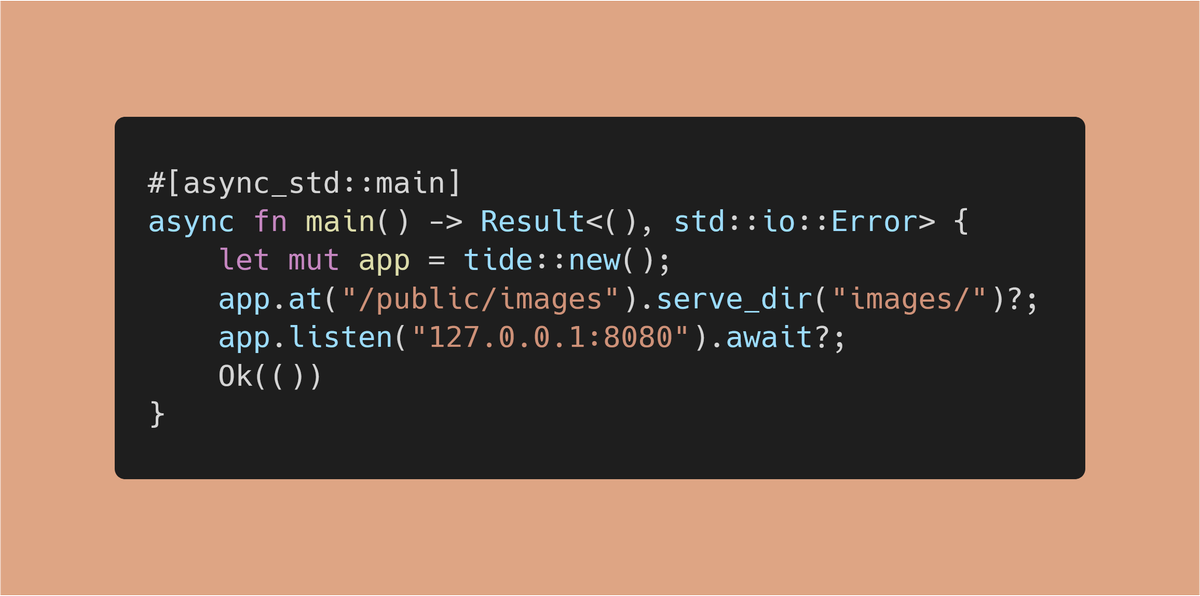 _httprs's tweet image. Announcing Tide 0.8.0:
◆ Support for Result in Endpoints
◆ Server-Sent Events
◆ Static file serving
◆ Updated module hierarchy
github.com/http-rs/tide/r…