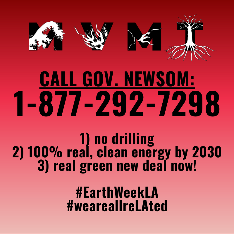 SunriseMvmtLA's tweet photo. STOP new fossil fuel projects, DROP existing fossil fuel production, and ROLL out 2500ft setback limits @GavinNewsom @MayorOfLA #weareallreLAted
Join @mvmt_la for more Earth Week events today: https://t.co/0gPMFtnacG
#EarthWeekLA https://t.co/L03ilBxI8r