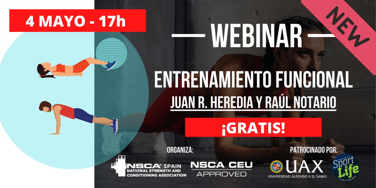 📣📣 ¡WEBINAR GRATIS PARA LOS INSCRITOS EN DIRECTO! cursos.nsca.es/course/entrena…

Un contenido teórico práctico basado en evidencias científicas, con propuestas y criterios de aplicación de la mano de 🎓 <a href="/juanraheredia/">Juan Ramón Heredia Elvar</a> 🎓 Raúl Notario
Patrocinado ✅ <a href="/uaxuniversidad/">UAX</a>  y <a href="/sportlife_es/">Sport Life España</a>
